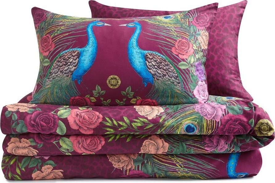 Fialové povlečení na dvoulůžko z bavlněného saténu 200x200 cm Xanadu Peacock – Matthew Williamson