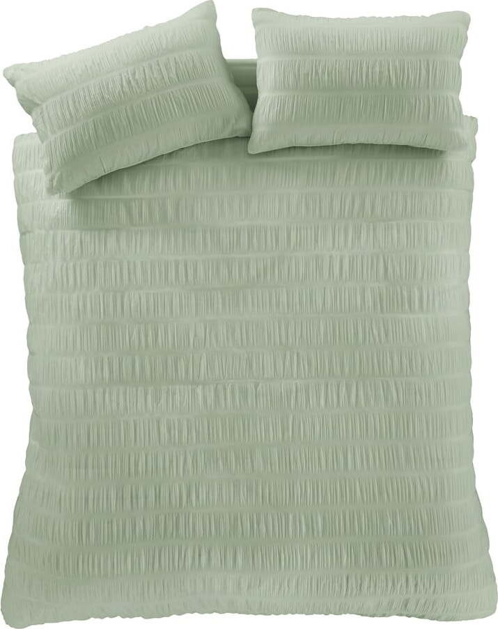 Světle zelené krepové povlečení na dvoulůžko/prodloužené 230x220 cm Seersucker – Catherine Lansfield