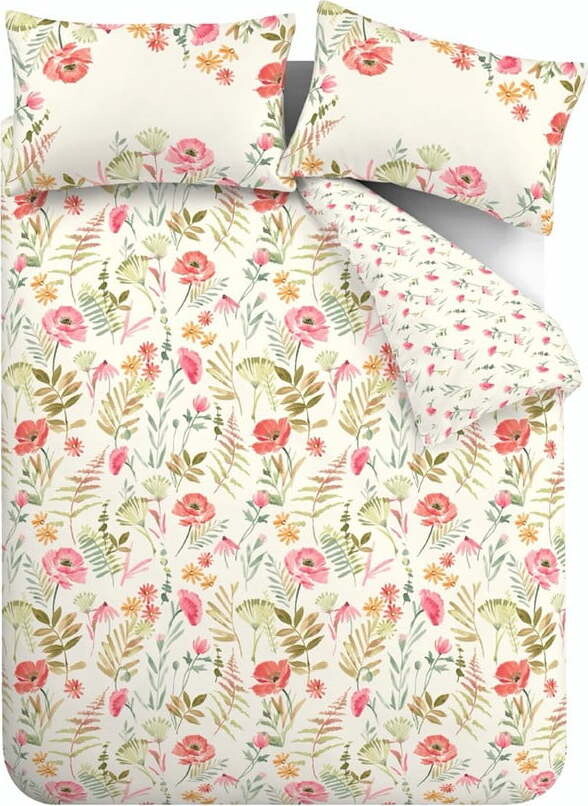 Krémové povlečení na dvoulůžko/prodloužené 230x220 cm Ella Poppy – Catherine Lansfield