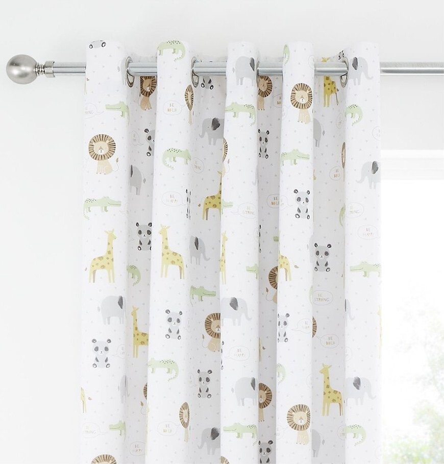 Bílý dětský závěs 2 ks 168x183 cm Roarsome Animals – Catherine Lansfield