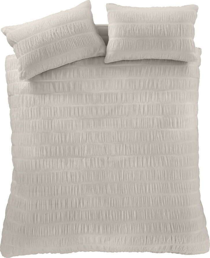 Béžové krepové povlečení na dvoulůžko/prodloužené 230x220 cm Seersucker – Catherine Lansfield