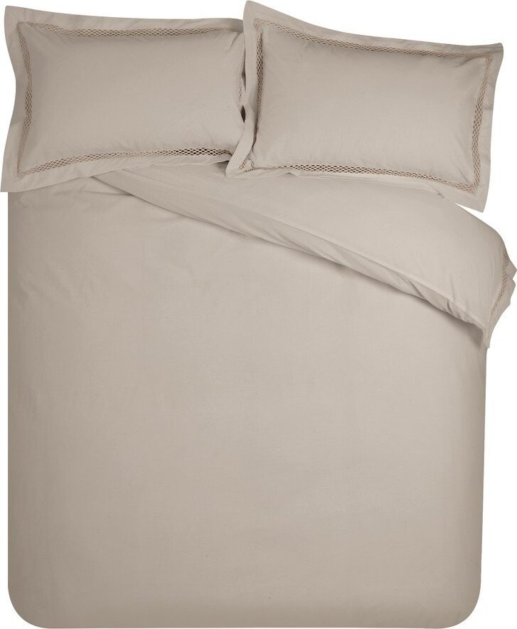 Světle hnědé povlečení na jednolůžko 135x200 cm Classic Lattice Lace – Catherine Lansfield