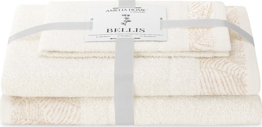 Krémové froté bavlněné ručníky a osušky v sadě 3 ks Bellis – Restilo