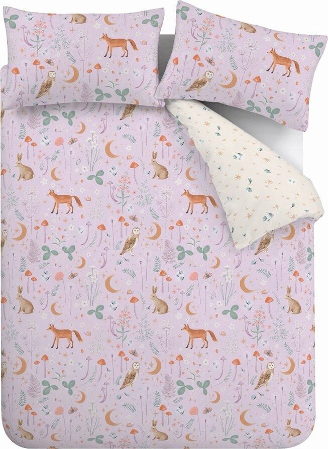 Povlečení na dvoulůžko v levandulové barvě 200x200 cm Enchanted Twilight Animals – Catherine Lansfield