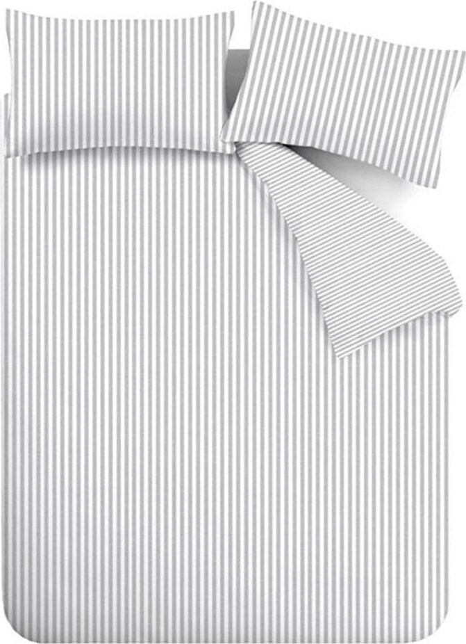 Šedé flanelové povlečení na dvoulůžko 200x200 cm Stripe – Catherine Lansfield