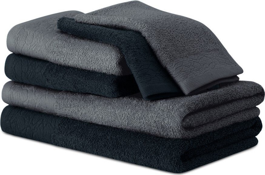 Černé/šedé froté bavlněné ručníky a osušky v sadě 6 ks Flos – Restilo