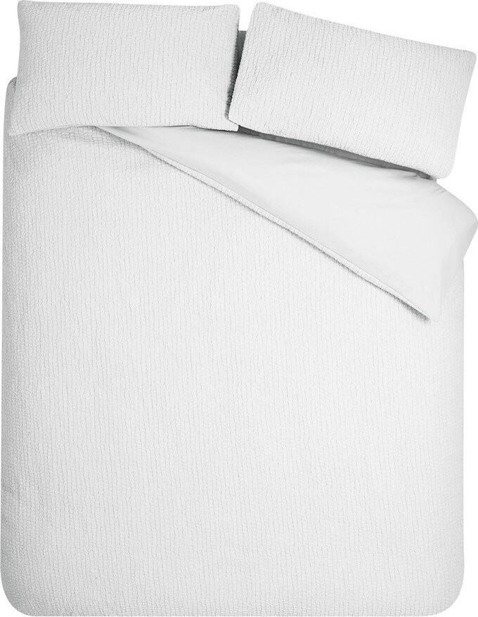 Bílé krepové povlečení na jednolůžko 135x200 cm Crinkle Seersucker – Catherine Lansfield