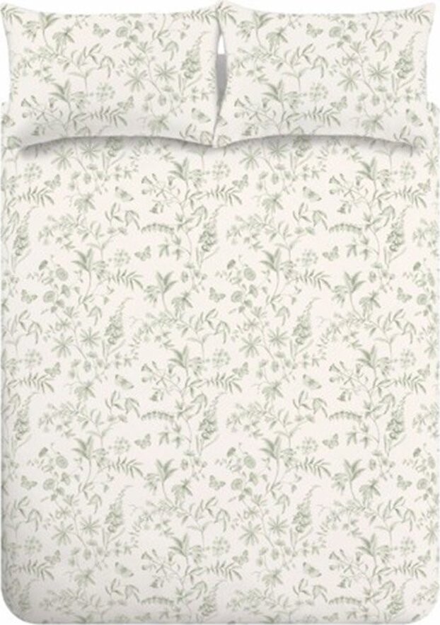 Zelené/krémové bavlněné povlečení na dvoulůžko 200x200 cm Thea Floral – Bianca