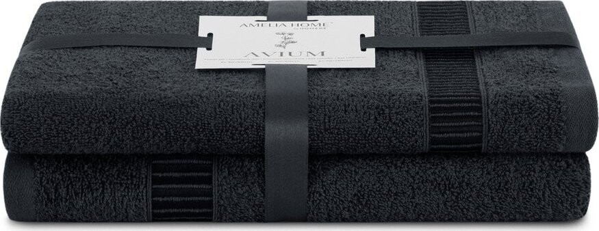 Černé froté bavlněné ručníky a osušky v sadě 2 ks Avium – Restilo