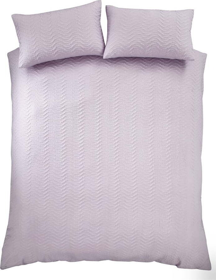 Krepové povlečení na dvoulůžko/prodloužené v levandulové barvě 230x220 cm Heatset Wave – Catherine Lansfield