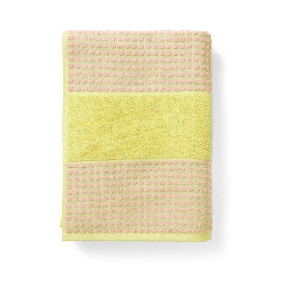 Žlutá/růžová froté osuška z Bio bavlny 70x140 cm Check – JUNA
