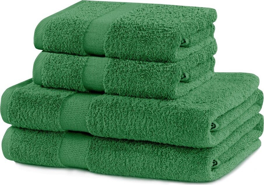 Tmavě zelené froté bavlněné ručníky a osušky v sadě 4 ks Marina – Restilo