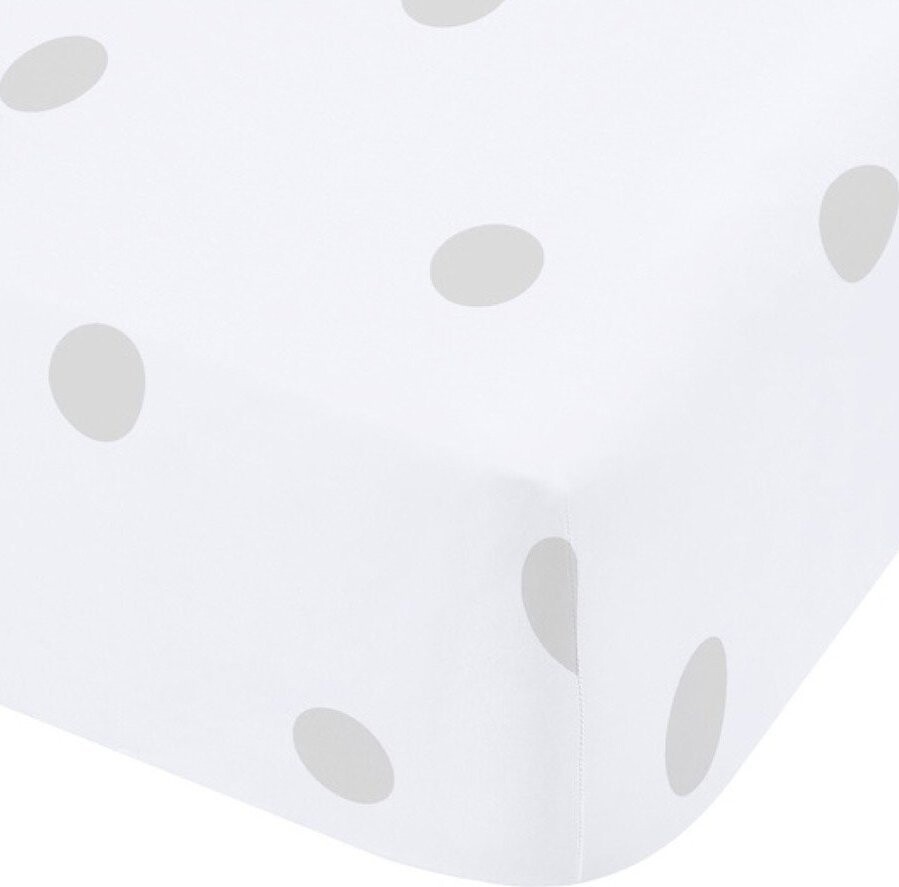 Bílé/šedé napínací flanelové prostěradlo 135x190 cm Polka Dot – Catherine Lansfield