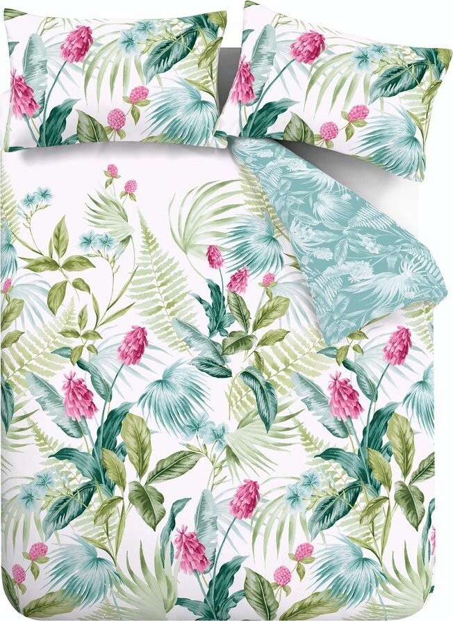 Zelené/modré povlečení na dvoulůžko/prodloužené 230x220 cm Aruba Tropical Floral – Catherine Lansfield