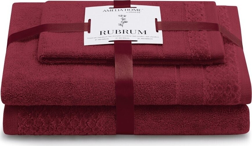 Červené froté bavlněné ručníky a osušky v sadě 3 ks Rubrum – Restilo