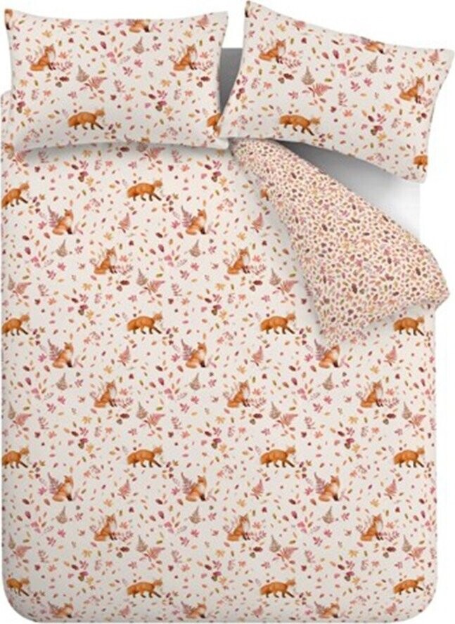 Oranžové/béžové povlečení na jednolůžko 135x200 cm Woodland Fox – Catherine Lansfield