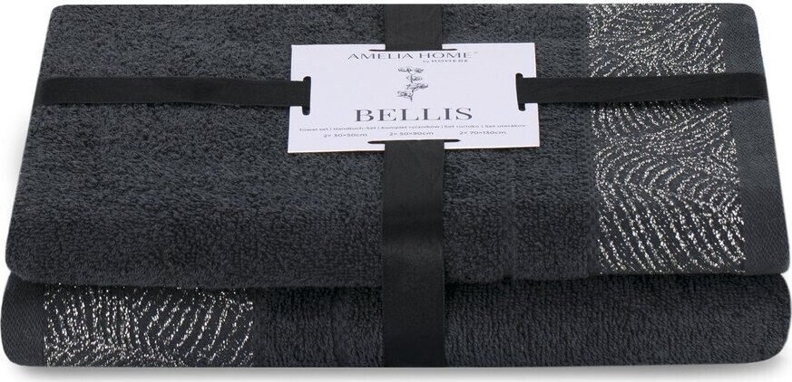 Tmavě šedé froté bavlněné ručníky a osušky v sadě 2 ks Bellis – Restilo