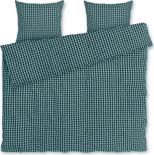 Zelené/modré krepové povlečení na dvoulůžko/prodloužené 200x220 cm Bæk&Bølge – JUNA
