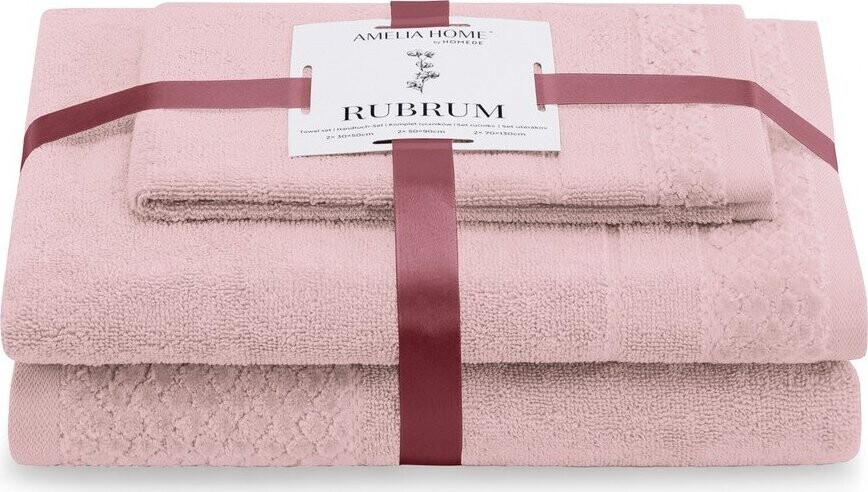 Světle růžové froté bavlněné ručníky a osušky v sadě 3 ks Rubrum – Restilo