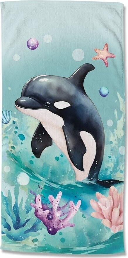 Modrá dětská sametová plážová osuška 75x150 cm Splash – Good Morning