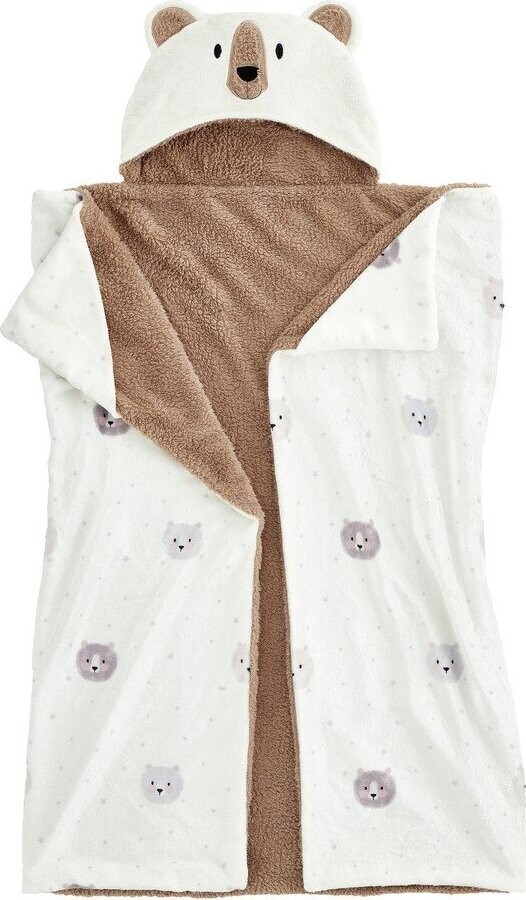 Hnědá/krémová dětská deka s kapucí z mikroplyše 90x125 cm Cosy Bear – Catherine Lansfield