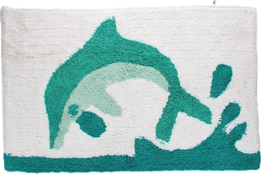 Bílá/tyrkysová koupelnová předložka 50x80 cm Dolphin – Rex London