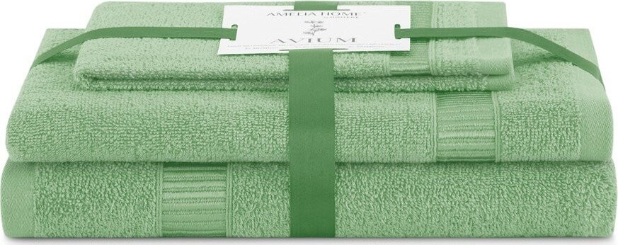 Světle zelené froté bavlněné ručníky a osušky v sadě 3 ks Avium – Restilo