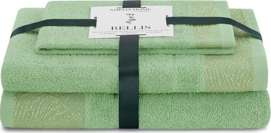 Světle zelené froté bavlněné ručníky a osušky v sadě 3 ks Bellis – Restilo