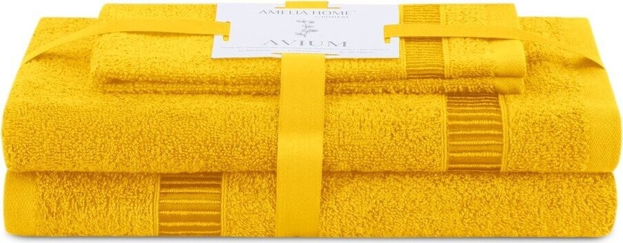 Žluté froté bavlněné ručníky a osušky v sadě 3 ks Avium – Restilo
