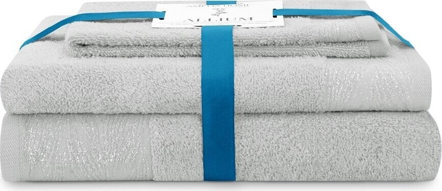 Světle šedé froté bavlněné ručníky a osušky v sadě 3 ks Allium – Restilo