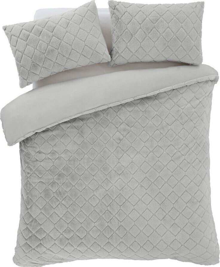 Šedé povlečení na dvoulůžko/prodloužené z mikroplyše 230x220 cm Cosy Diamond – Catherine Lansfield