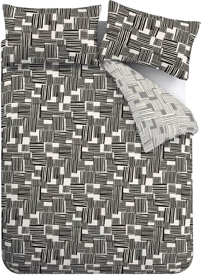 Černé/šedé povlečení na dvoulůžko 200x200 cm Blocks – Catherine Lansfield