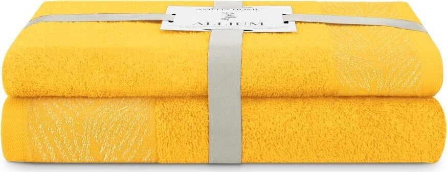 Žluté froté bavlněné ručníky a osušky v sadě 2 ks Allium – Restilo