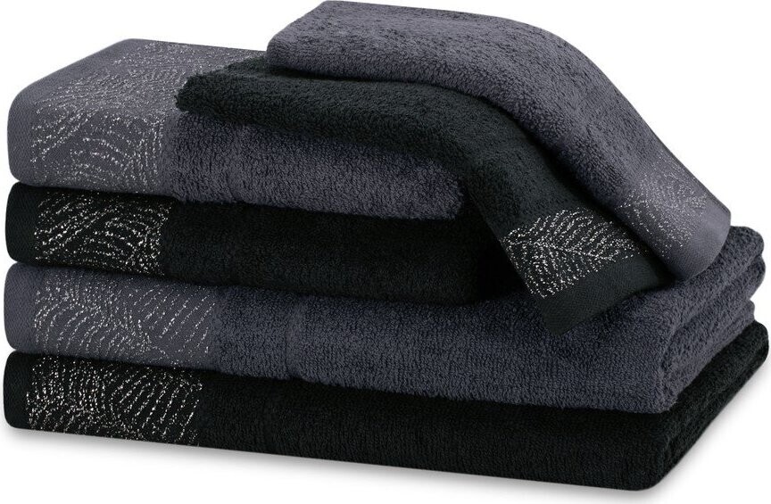 Černé/šedé froté bavlněné ručníky a osušky v sadě 6 ks Bellis – Restilo