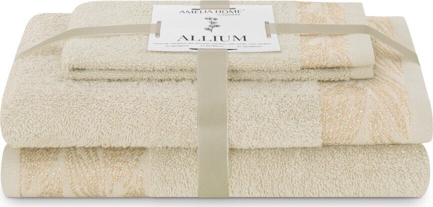 Béžové froté bavlněné ručníky a osušky v sadě 3 ks Allium – Restilo