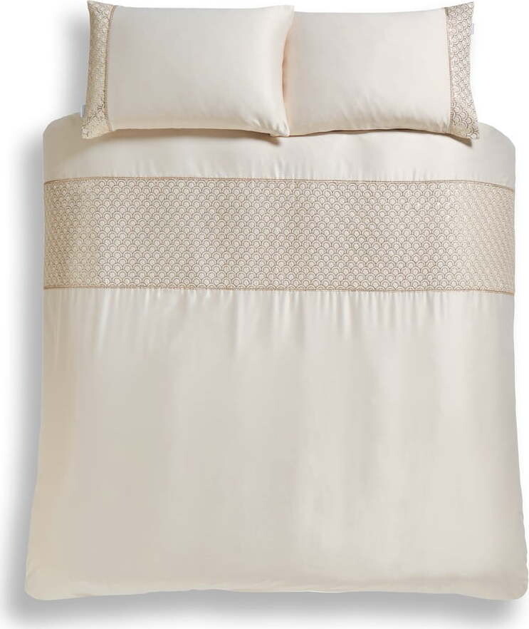 Béžové povlečení na dvoulůžko/prodloužené z mikrosaténu 230x220 cm Deco Sequin – Catherine Lansfield