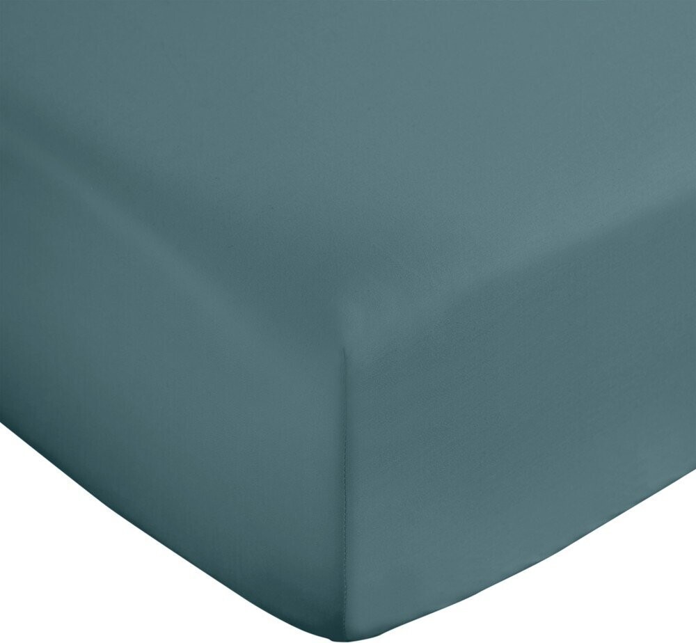 Zelenomodré napínací prostěradlo z bavlněného saténu 135x190 cm Cotton Sateen – Bianca