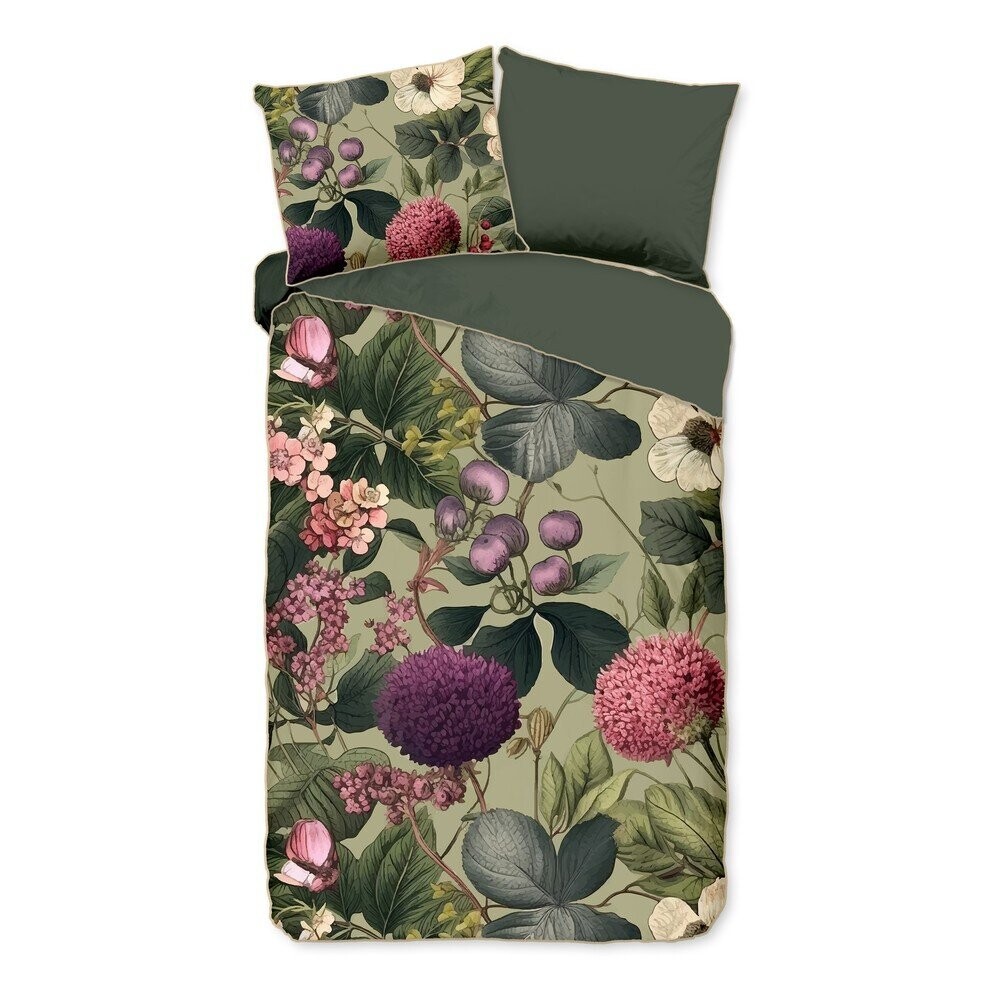 Khaki povlečení na jednolůžko/prodloužené z bavlněného saténu 140x220 cm Onaz – Descanso