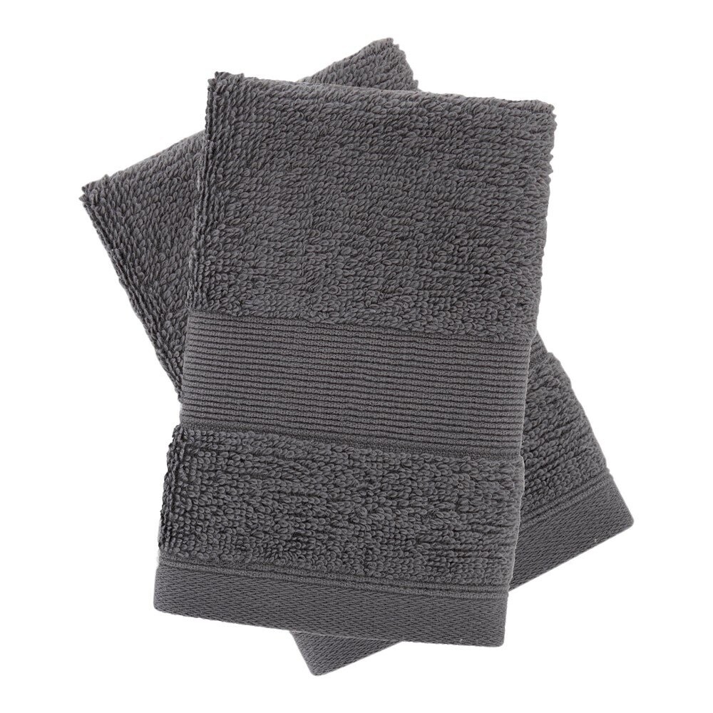 Tmavě šedé froté bavlněné ručníky v sadě 2 ks 30x30 cm Anti-Bacterial – Catherine Lansfield