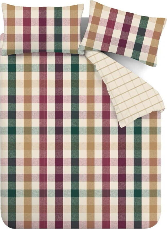 Povlečení na dvoulůžko/prodloužené 230x220 cm Autumn Check – Catherine Lansfield