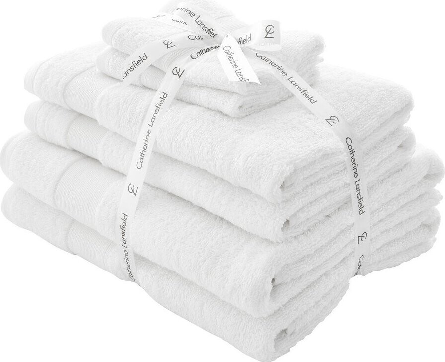 Bílé froté bavlněné ručníky a osušky v sadě 6 ks Anti-Bacterial – Catherine Lansfield