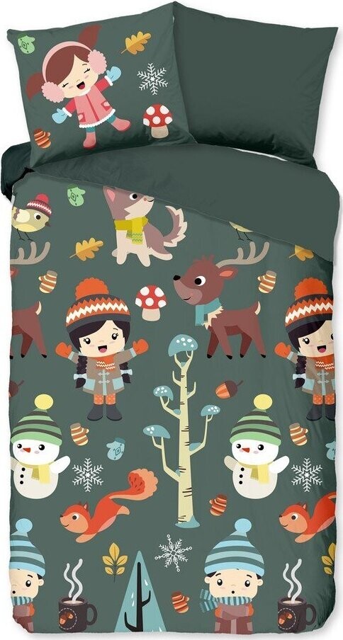 Tmavě zelené bavlněné dětské povlečení na jednolůžko/prodloužené 140x220 cm Fun – Good Morning