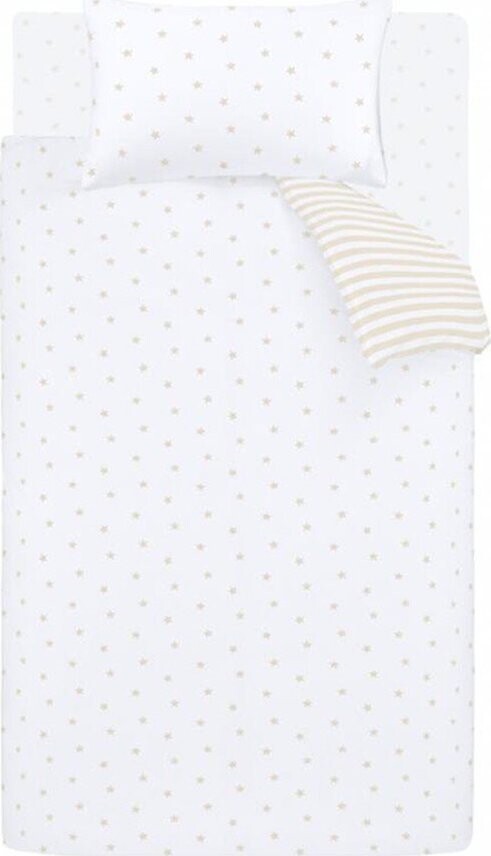 Bílé/béžové bavlněné dětské povlečení na jednolůžko 135x200 cm Mini Star & Stripes – Bianca