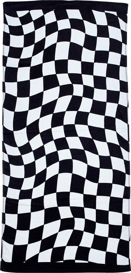 Černobílá bavlněná plážová osuška 76x160 cm Checkerboard – Catherine Lansfield