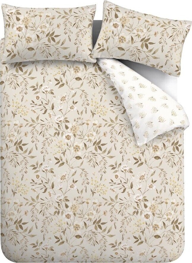 Bílé/béžové povlečení na dvoulůžko/prodloužené 230x220 cm Isadora Floral – Catherine Lansfield