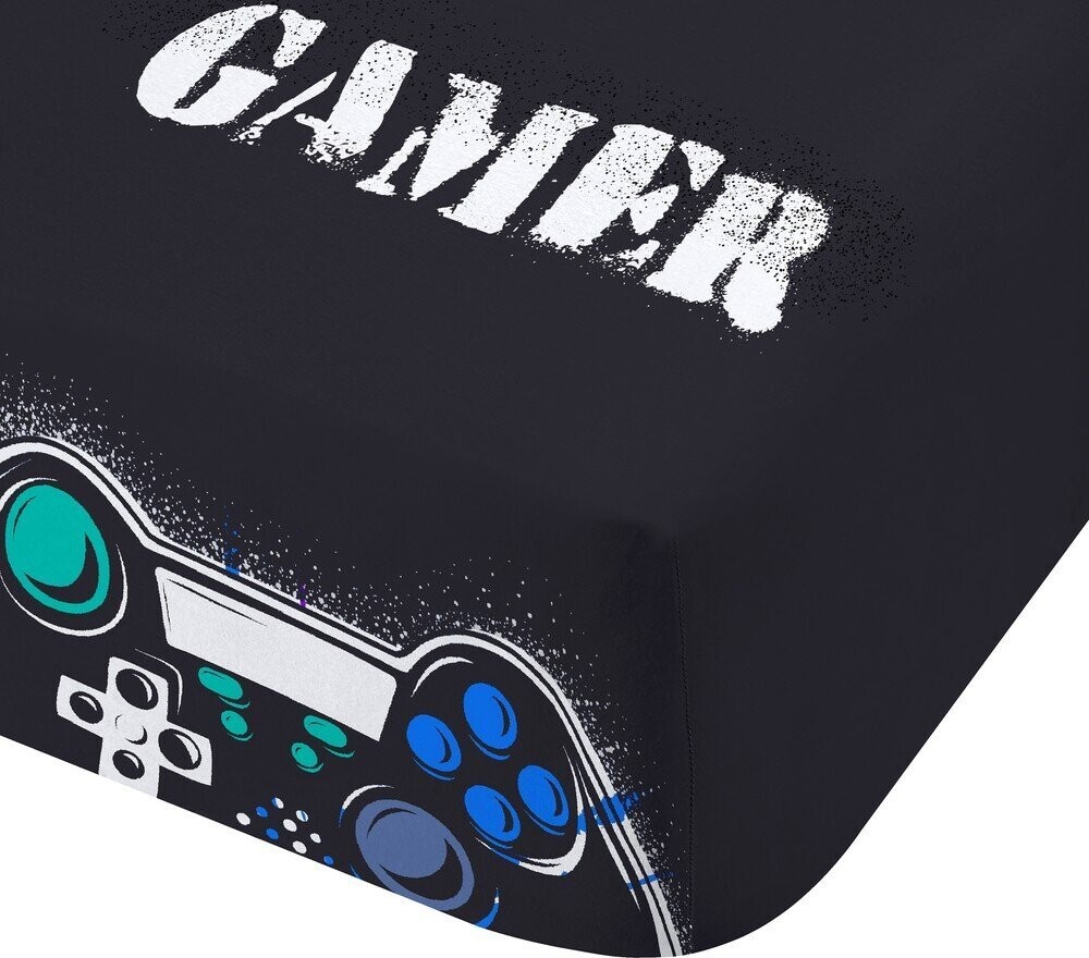 Černé napínací dětské prostěradlo na jednolůžko 90x190 cm Game Over – Catherine Lansfield