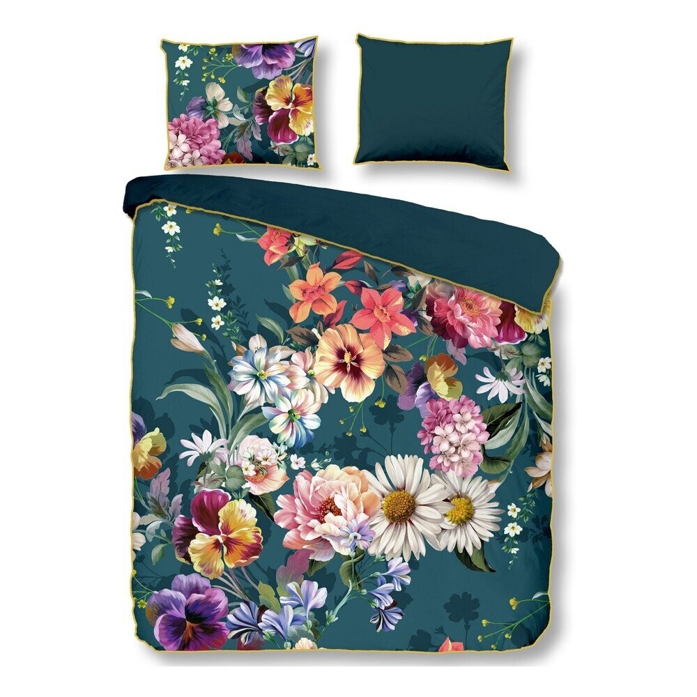 Povlečení na dvoulůžko/prodloužené z bavlněného saténu v petrolejové barvě 240x220 cm Novara – Descanso