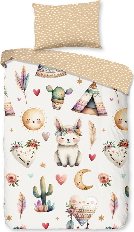 Béžové bavlněné dětské povlečení do postýlky 100x135 cm Luz – Good Morning