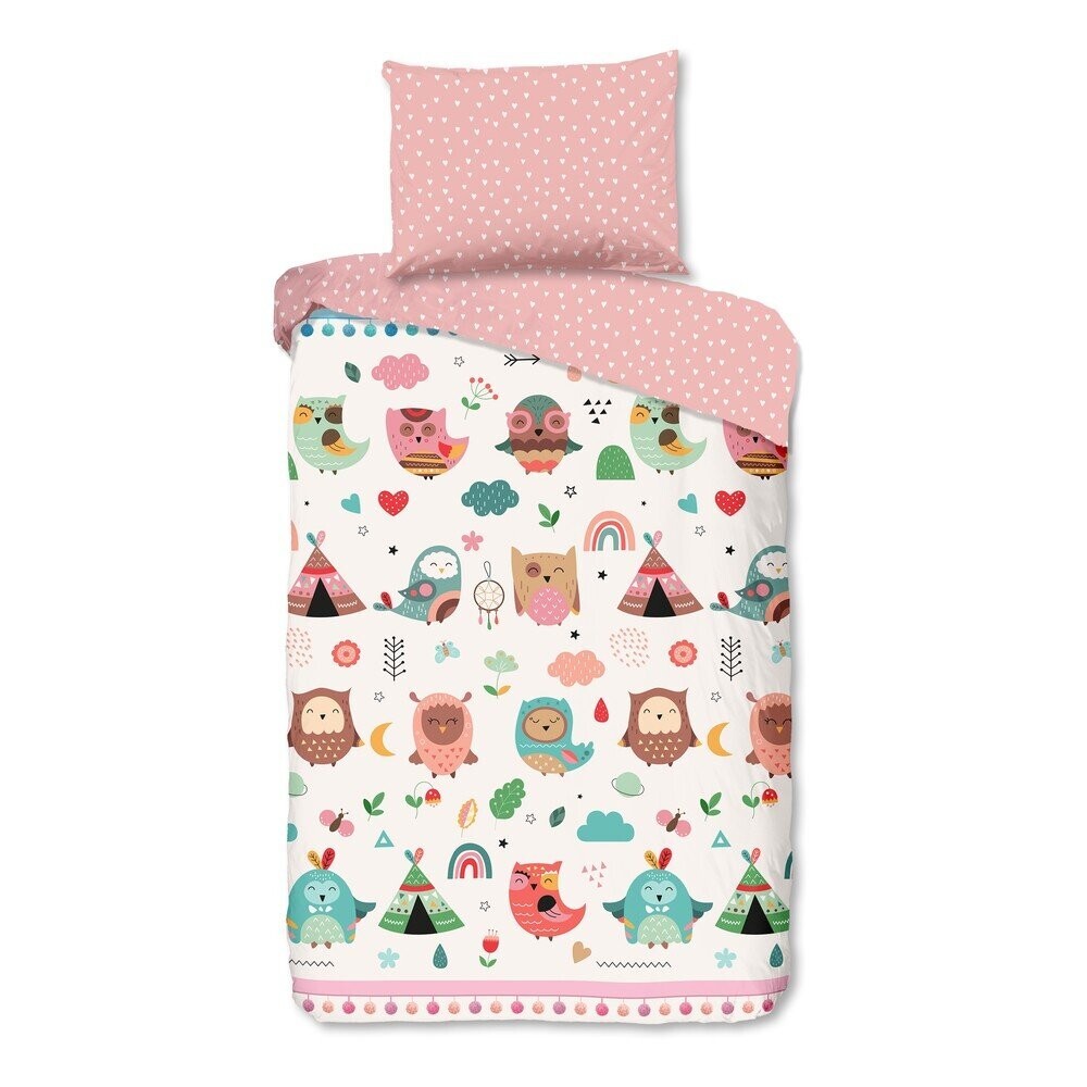 Růžové bavlněné dětské povlečení na jednolůžko 140x200 cm Wise – Good Morning