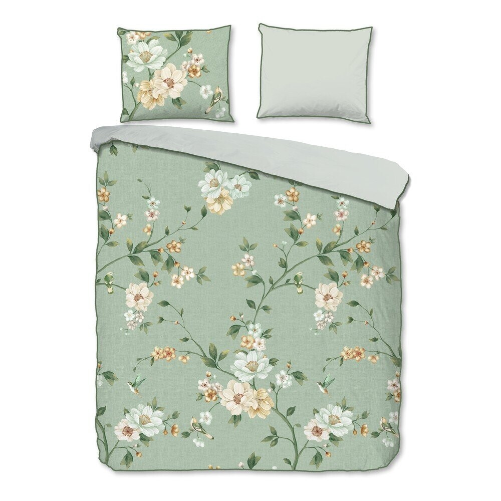 Zelené povlečení na dvoulůžko/prodloužené z bavlněného saténu 200x220 cm Sizena – Descanso